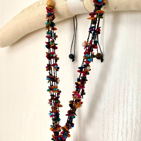 Panama Artisan Handmade Multi Colour Nut Beaded Adjustable String Necklace - Picture 15 of 15